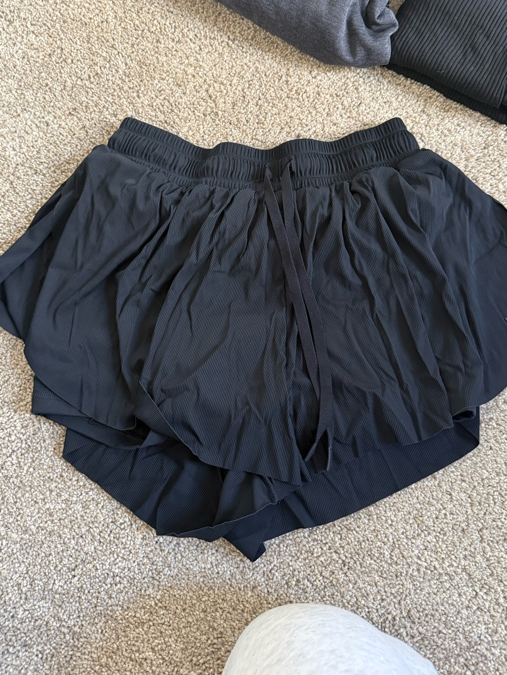 JoyLab Black Layered Running Shorts with Drawstring